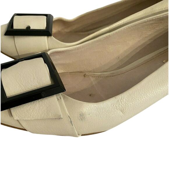 Louise Et Cie White Leather Shoes Classic Mid Heel Pumps US Size 8M Career Wear - Picture 7 of 9